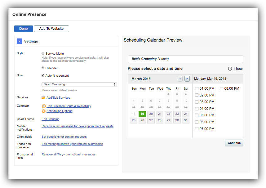 Add Scheduling Calendar Widget to any Website Thryv