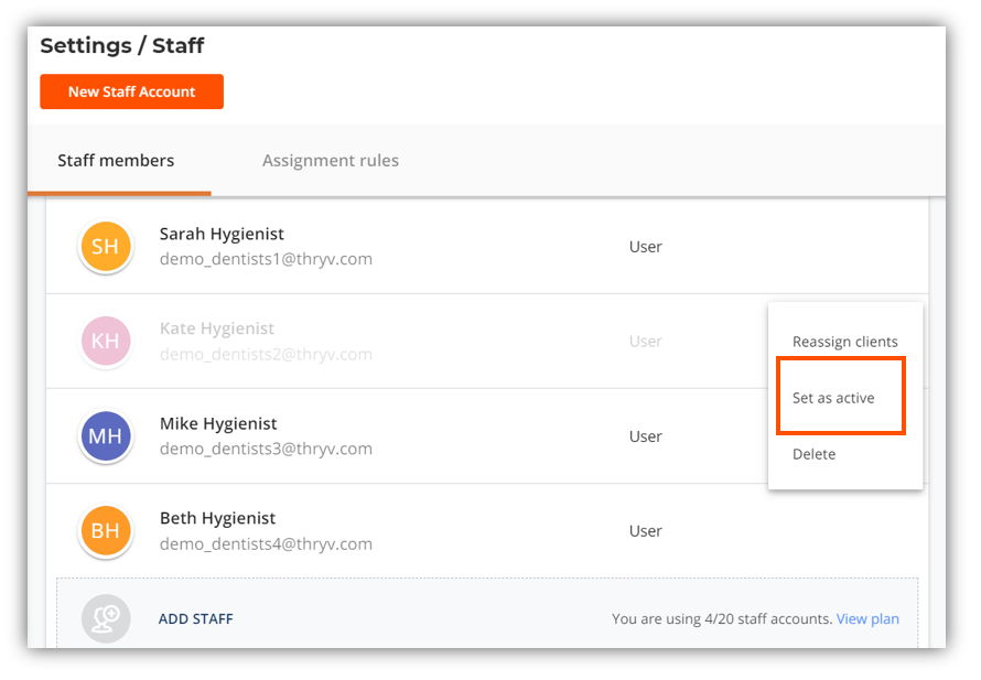 Add or Remove Additional Staff Members to a client – Thryv